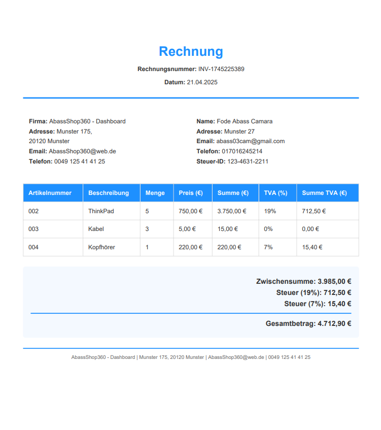 Rechnungsansicht